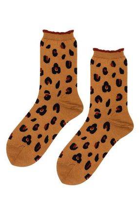Hansel From Basel Cheetah Crew Socks in Ochre at Nordstrom