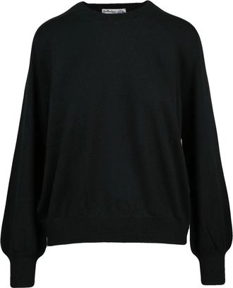 Ballantyne Crewneck Pullover Sweater with Puff Sleeves in Cashmere