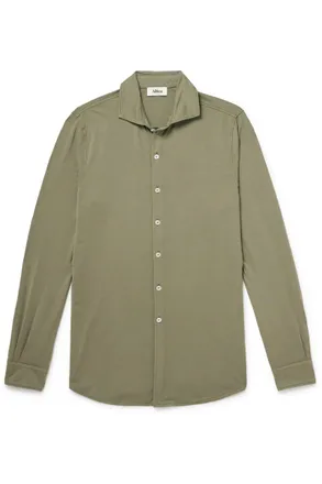 Altea Palmer Cutaway-Collar Stretch-Cotton Jersey Shirt