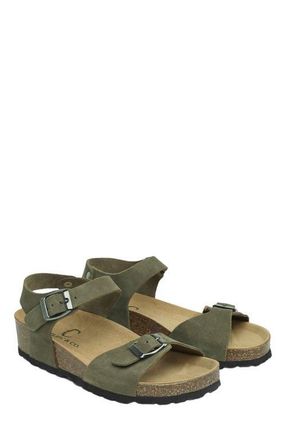 Celtic & Co. Low Wedge Dbl Buckle Sandal in Olive at Nordstrom, Size 10