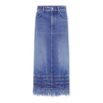 Paco Rabanne Gonna Midi in Denim con Frange - - Skirts - Donna - Blu - M