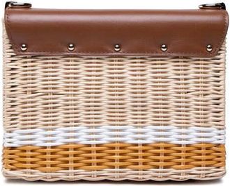 Furla 1927 Logo Wicker Shoulder Bag Brown >
