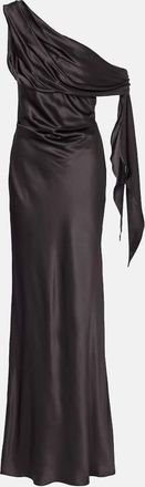 The Sei Abito lungo monospalla drappeggiato in raso di seta