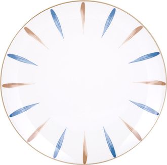 KASANOVA Piatto piano in porcellana pennellato blu marrone 26,7 cm Petali