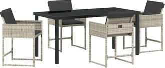 vidaXL Garden Dining Set 5 pcs Light Grey Poly Rattan vidaXL