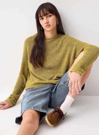 Twik Womens Rolled edging boat-neck sweater