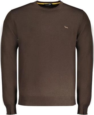 Harmont & Blaine Bruine Wollen Trui - Heren - Ronde hals truien - Bruin - 2XL - Wol - Truien & Vesten