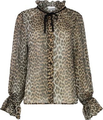 Ganni Multicolour Leopard Print Top