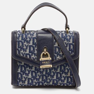 DKNY Dkny Blue Signature Canvas And Leather Top Handle Bag