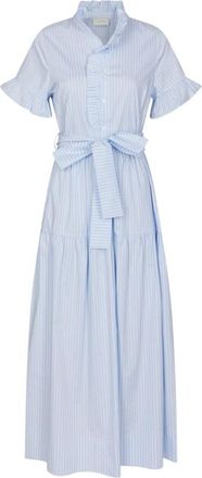 Neo Noir Kleedjes, Dames, Blauw, M, Katoen, Nellie Soft Stripe Dress