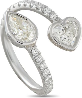 Luxury Bazaar 18K White Gold 1.90ct Diamond Bypass Ring ALR-19077