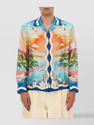 Casablanca collared top long sleeves graphic print