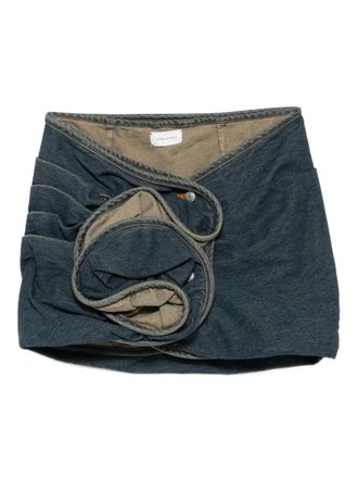 Magda Butrym floral-appliqué denim mini skirt - women - Cotton - 36 - Blue