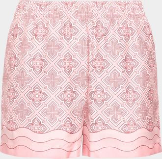 Casablanca Radiating Monogram Silk Pull-On Shorts