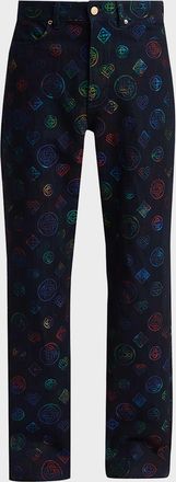 Casablanca Men & apos;s Monogram Straight-Leg Jeans