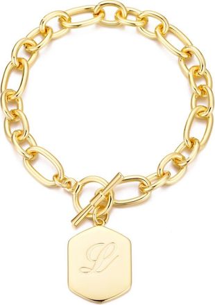 Adornia Monogram Initial Charm Chain Bracelet in Gold-L at Nordstrom Rack