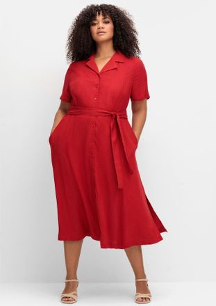 Sheego Druckkleid SHEEGO BY JOE BROWNS Kleid, Damen, Gr. 50, Normalgr&ouml;ssen, rot, 100% Viskose, unifarben, wadenlang, Kleider Druckkleid