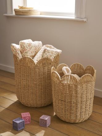 Vertbaudet 2er-Set Aufbewahrungsk&ouml;rbe FESTON aus Papierkordel, Kinderzimmer beige