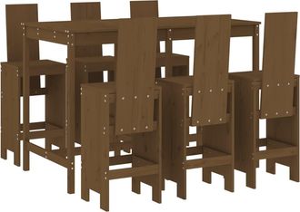 vidaXL Mesa Y Taburetes Altos De Jard&iacute;n 7 Pzas Madera Pino Marr&oacute;n Miel Vidaxl