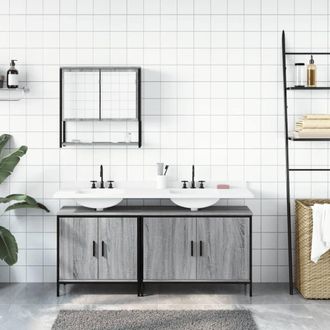 Berkfield Home Durable 3 Piece Bathroom Furniture Set Grey Sonoma Engineered Wood