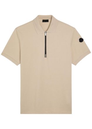 Moncler Half-zip Piqu&eacute; Cotton Shirt - Beige - Xxl