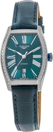 Longines Evidenza Automatic Green Dial Diamond Bezel Leather Strap Womens Watch L2.142.0.60.2