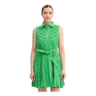Lola Casademunt Kleedjes, Dames, Groen, M, Katoen, Mini Shirtjurk