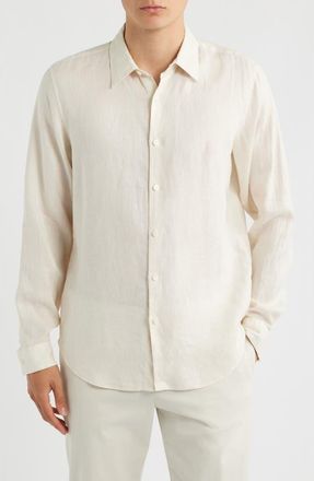 Theory Irving Relaxed Fit Linen Button-Up Shirt in Rainy Day at Nordstrom, Size Xx-Large