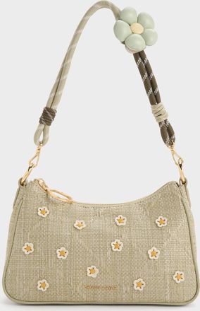 Charles & Keith Philomena Raffia Flower Crossbody Bag