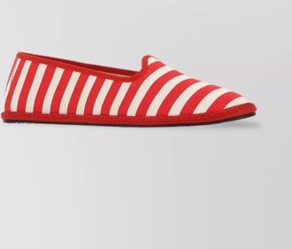 Vibi Venezia striped canvas round toe loafers