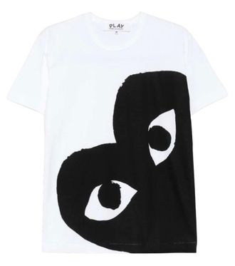 Comme Des Gar&ccedil;ons White Crew Neck Graphic Print T-Shirt