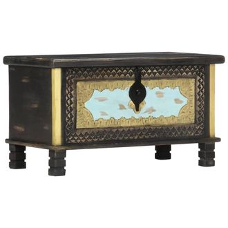 Berkfield Home Storage Chest Black 80x40x45 cm Solid Mango Wood | Size: 80 x 40 x 45 cm
