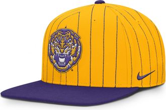 Nike LSU Primetime Pin Stripe 2-Tone Nike Mens Dri-FIT College Adjustable Hat in Yellow | NC1209SLLSN-5YX