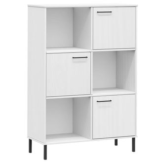 vidaXL Librer&iacute;a Patas De Metal Oslo Madera Maciza Blanco 90x35x128,5cm Vidaxl