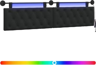 vidaXL Cabecero Colgante Con Luz Led Negro Tela Vidaxl