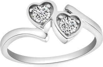 Pompeii3 1/3CT Diamond Two Stone Forever Us Heart Ring in White, Yellow, or Rose Gold