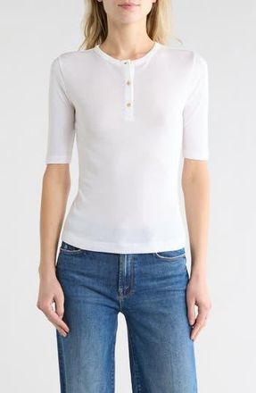 Vince Elbow Sleeve Henley in Optic White at Nordstrom Rack, Size X-Large