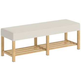 HOMCOM Banco zapatero 140x44x48 cm crema y madera natural