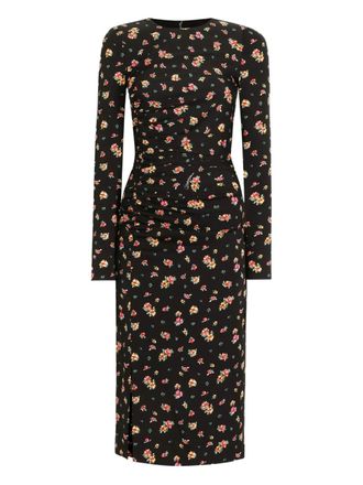 Dolce & Gabbana Abito midi a fiori - Nero