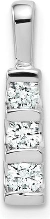 Diamond2Deal 10k White Gold Diamond 3 Stone Pendant