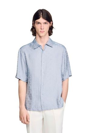 Sandro Square Cross loose-fit shirt in Blue at Nordstrom, Size X-Small