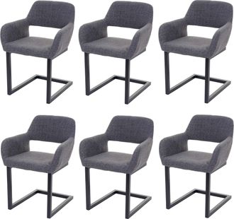Hhg Hhg - Nunca Usado] Lote De 6 Sillas De Comedor 870 Ii, Silla Cantilever Silla De Cocina Dise&ntilde;o Retro A&ntilde;os 50, Tela, Gris