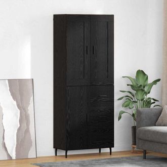 vidaXL vidaXL Credenza 2 pcs Rovere Nero Legno Stratificato e Vetro