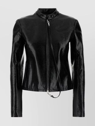 Courr&egrave;ges high collar stretch vinyl jacket