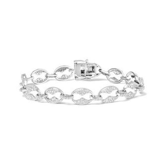 House of Brilliance 14K White Gold 1 1/2 Cttw Round Diamond Set Link Bracelet at Nordstrom