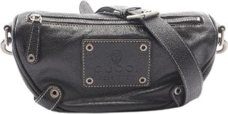 Gucci Pre-owned Crest Leren Schoudertas - Dames - Vintage Heuptassen - Zwart - ONE Size - Leer - Vintage