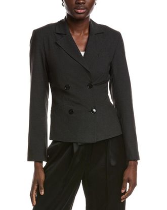 Ganni Ganni Drapey Melange Fitted Double Breasted Blazer