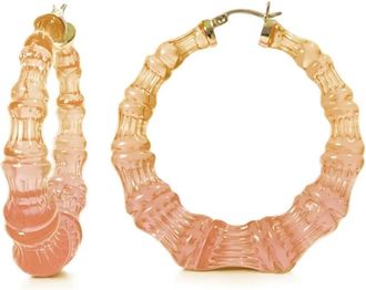 Gold & Honey Womens Lucite Bamboo Hoop Earrings In Autumn Leaves