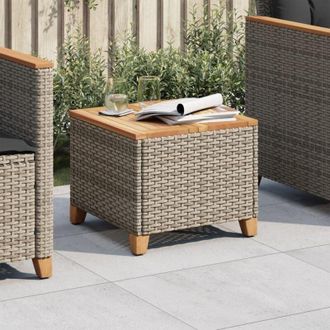 vidaXL Tavolo da Giardino Grigio 45x45x37 cm Polyrattan e Legno Acacia - Vidaxl
