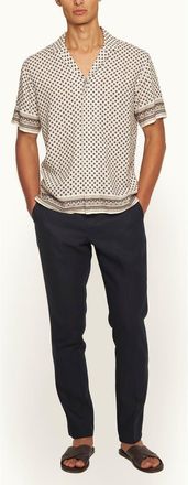Orlebar Brown Griffon Lino Tailored Fit Smart Italian Linen Trousers in Night Iris at Nordstrom, Size 30